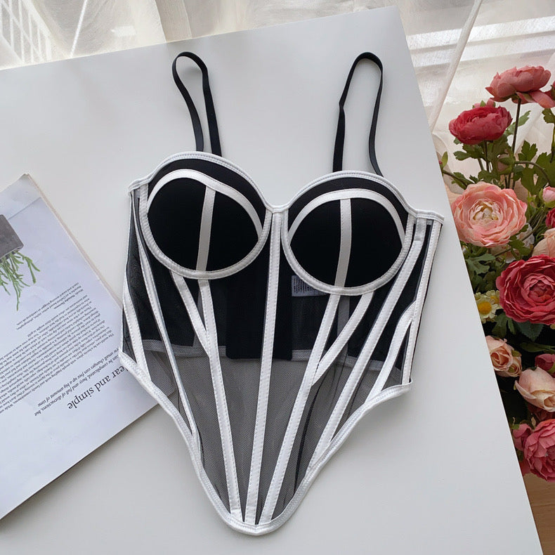 Vintage Structured Mesh Corset Top